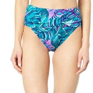 Lilly Pulitzer Pink And Teal Tropical Bikini Bottoms - Size 14